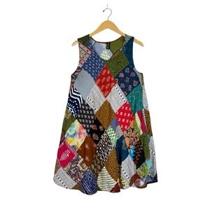 Sacred Threads Hippie Boho Gypsy Festival Patchwork Swing Dress Pockets OS